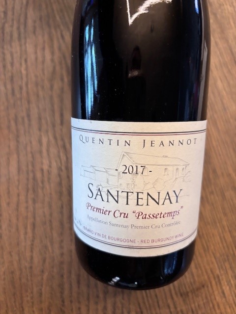 QUENTIN JEANNOT SANTENAY ROUGE 1ER CRU PASSETEMPS 2017
